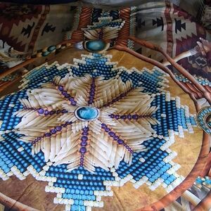 AZTEK QUEEN SIZE Bohemian Beaded Dreamcatcher BLANKET AND 2 PILLOW CASES.NWT